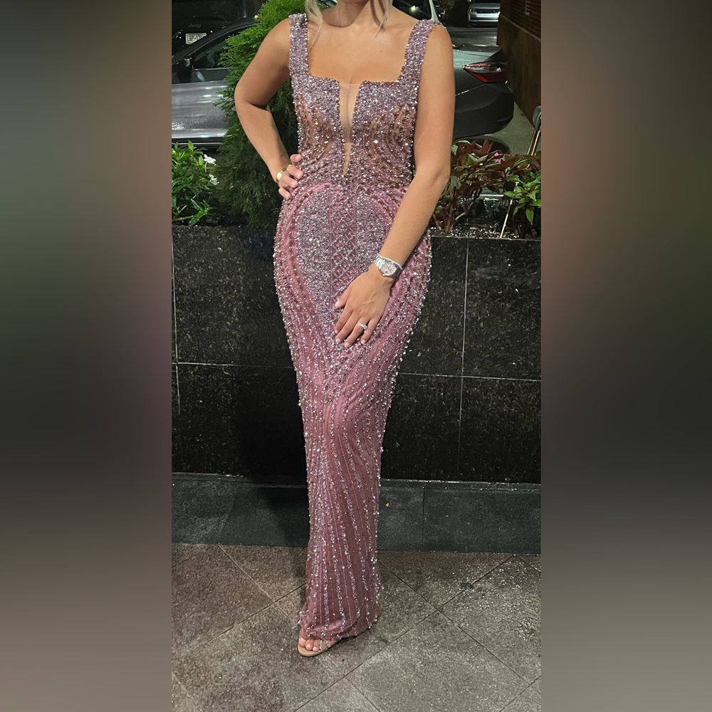 Custom embellished purple gown size 6